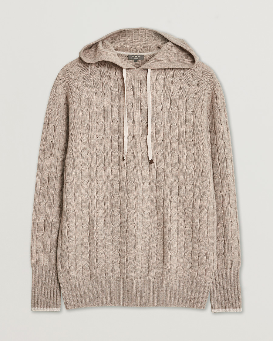 Men | N. Peal Cable Cashmere Hoodie Beige S | Pre-owned | N. Peal Cable Cashmere Hoodie Beige S