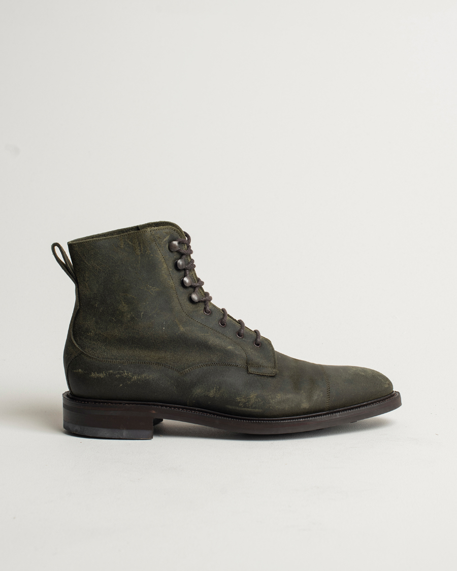 Men | Edward Green Galway Dainite Boot Khaki Waxed Suede | Pre-owned | Edward Green Galway Dainite Boot Khaki Waxed Suede