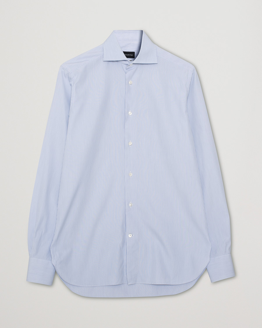 Men | Shirts | Pre-owned | Ermenegildo Zegna Striped Slim Fit Cotton Shirt Blue 38 - S