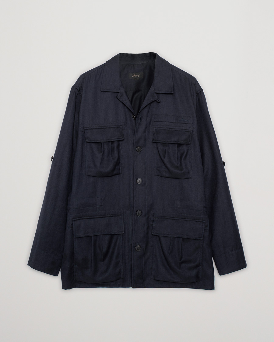Men | Coats & Jackets | Pre-owned | Brioni Light Wool Sahariana Navy
