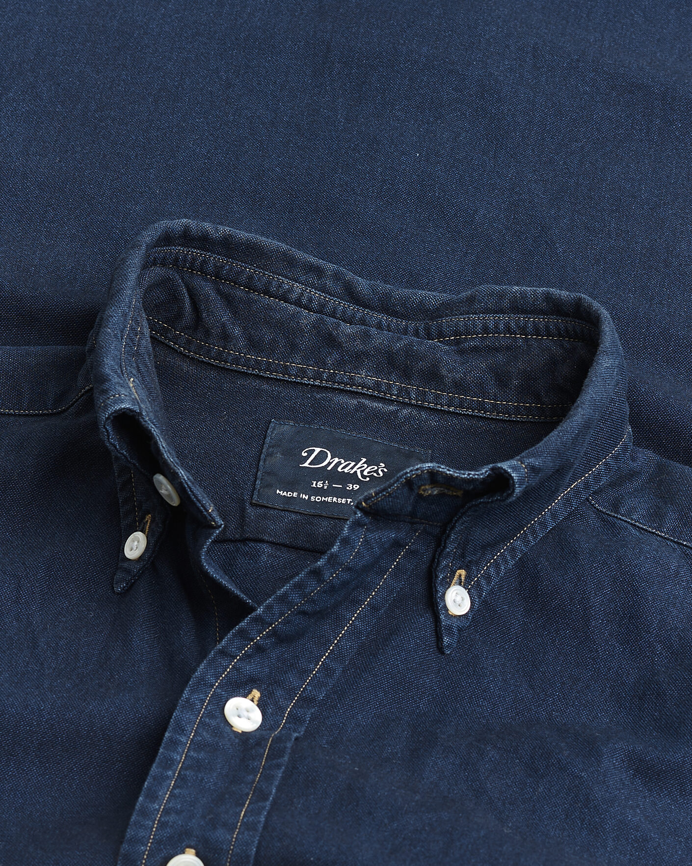 Men | Pre-owned Shirts | Pre-owned | Drake's The American Flap B.O Oxford Shirt Navy 15,5(39 - M)
