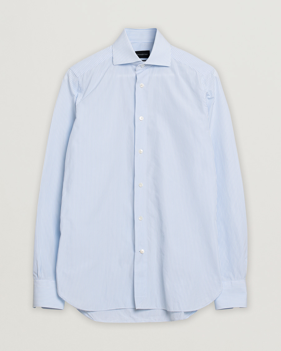 Men | Pre-owned Shirts | Pre-owned | Ermenegildo Zegna Slim Fit Trofeo Striped Cotton Shirt Light Blue 38 - S