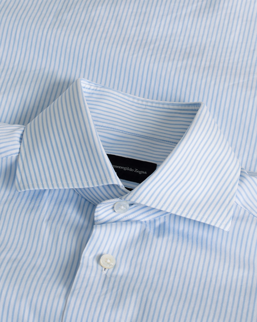 Men | Pre-owned Shirts | Pre-owned | Ermenegildo Zegna Slim Fit Trofeo Striped Cotton Shirt Light Blue 38 - S