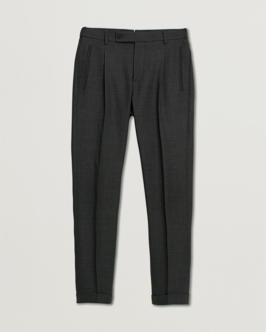 Men | Trousers | Pre-owned | Berwich Retro Elax Wool Trousers Dark Grey 46