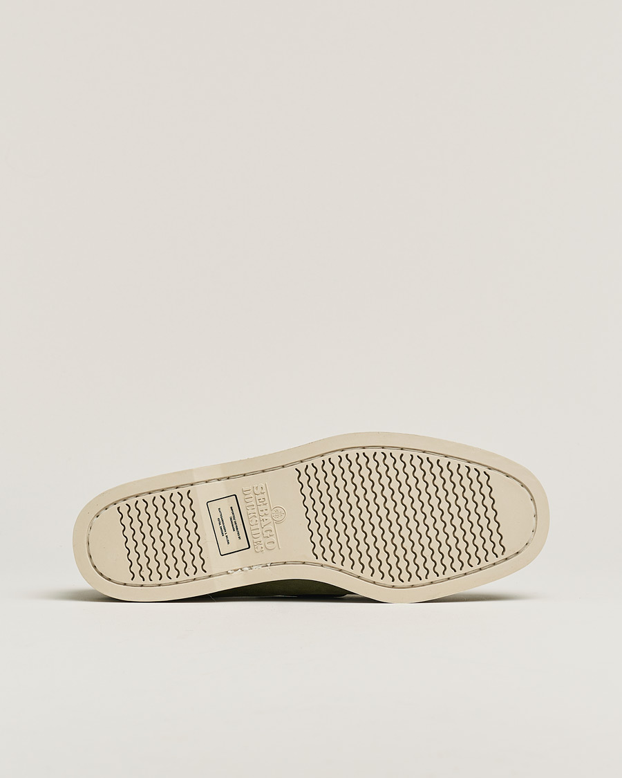 Men | Sebago Docksides Nubuck Boat Shoe Green Military | Pre-owned | Sebago Docksides Nubuck Boat Shoe Green Military