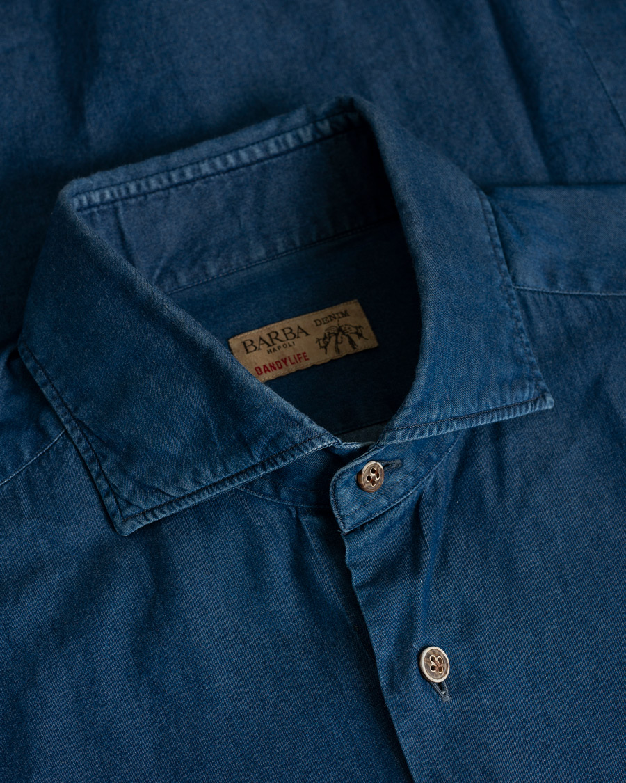 Men | Shirts | Pre-owned | Barba Napoli Dandylife Denim Slim Fit Shirt Dark Blue 41 - L