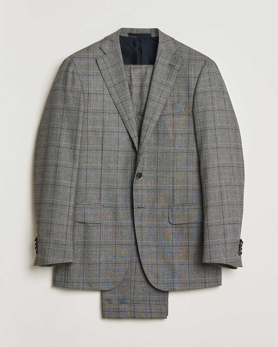 Men | Pre-owned Suits | Pre-owned | Caruso Checked Wool Suit Grey 48