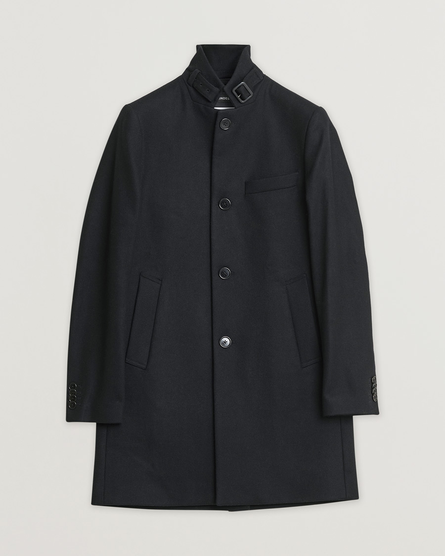 Men | J.Lindeberg Holger Compact Melton Wool Coat Black 48 | Pre-owned | J.Lindeberg Holger Compact Melton Wool Coat Black 48