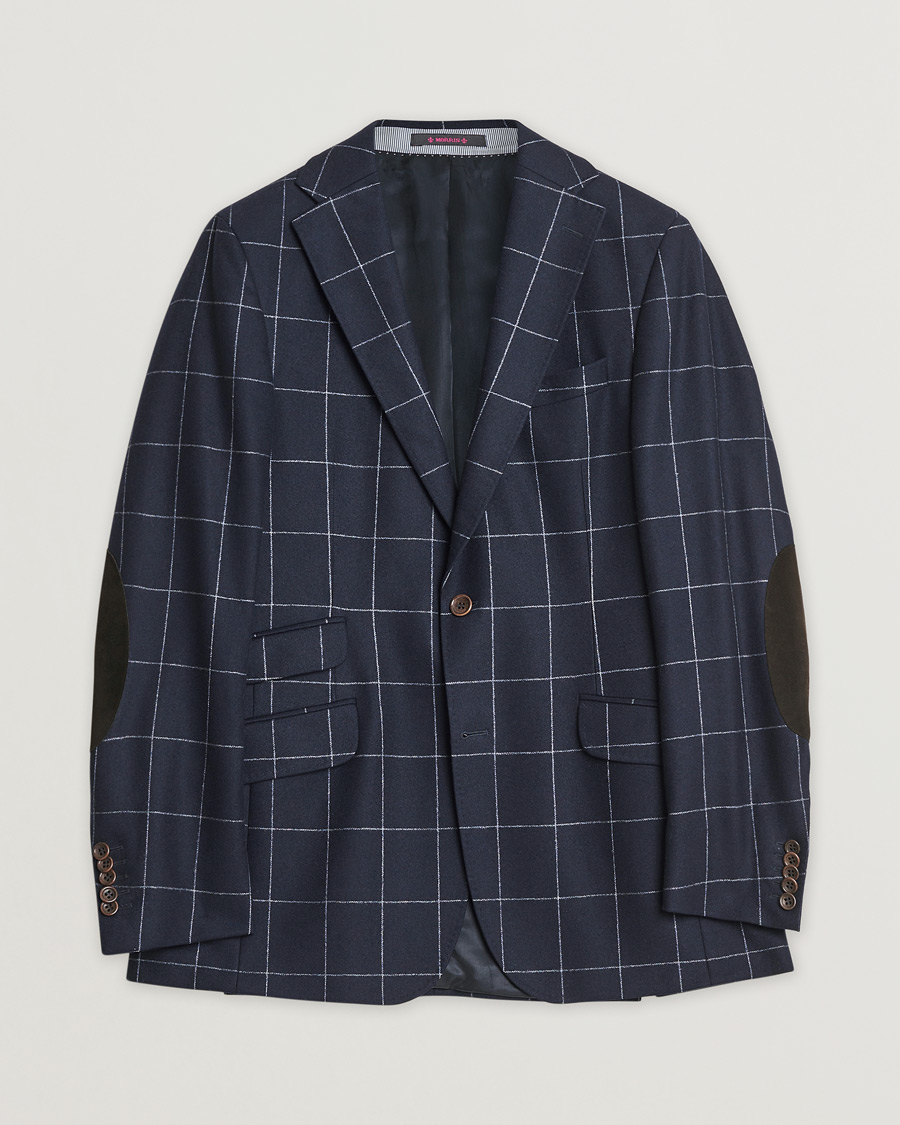 Men | Morris Heritage Check Flannel Blazer Navy 48 | Pre-owned | Morris Heritage Check Flannel Blazer Navy 48