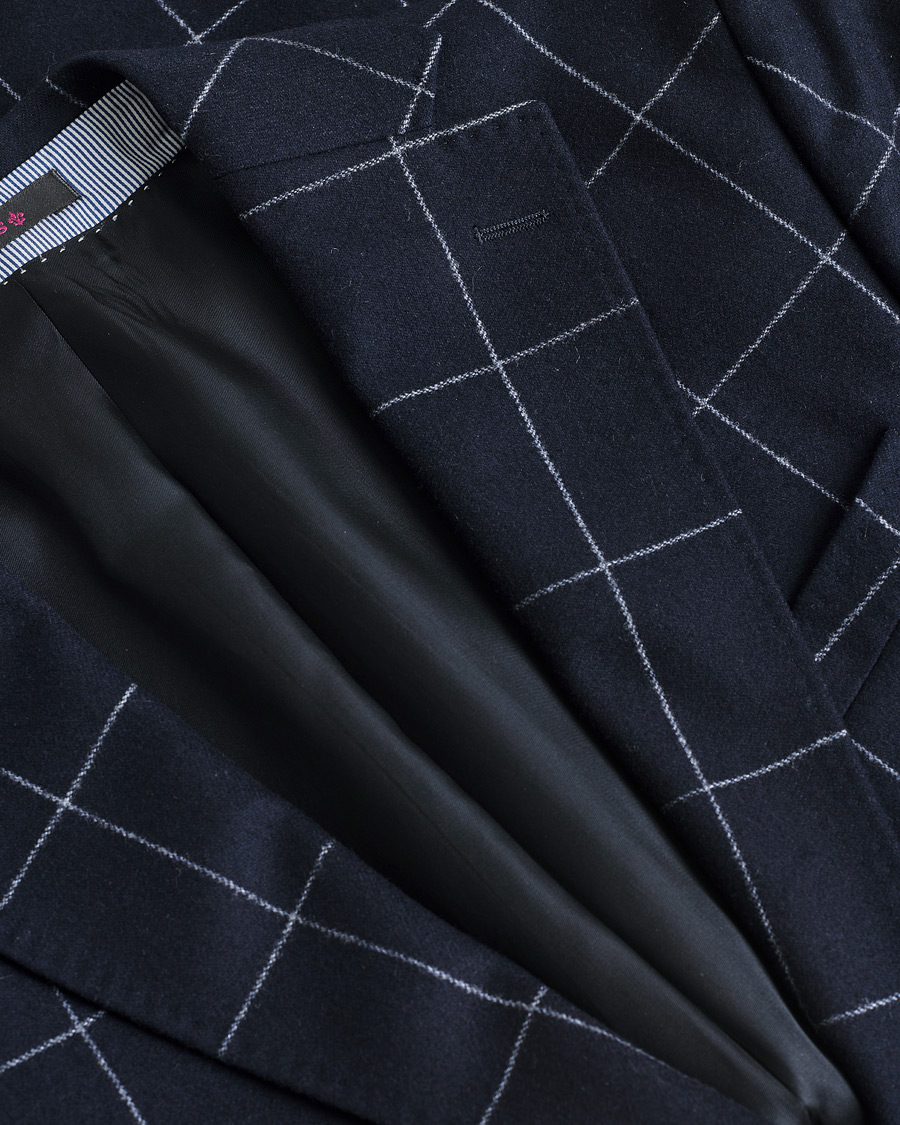 Men | Morris Heritage Check Flannel Blazer Navy 48 | Pre-owned | Morris Heritage Check Flannel Blazer Navy 48