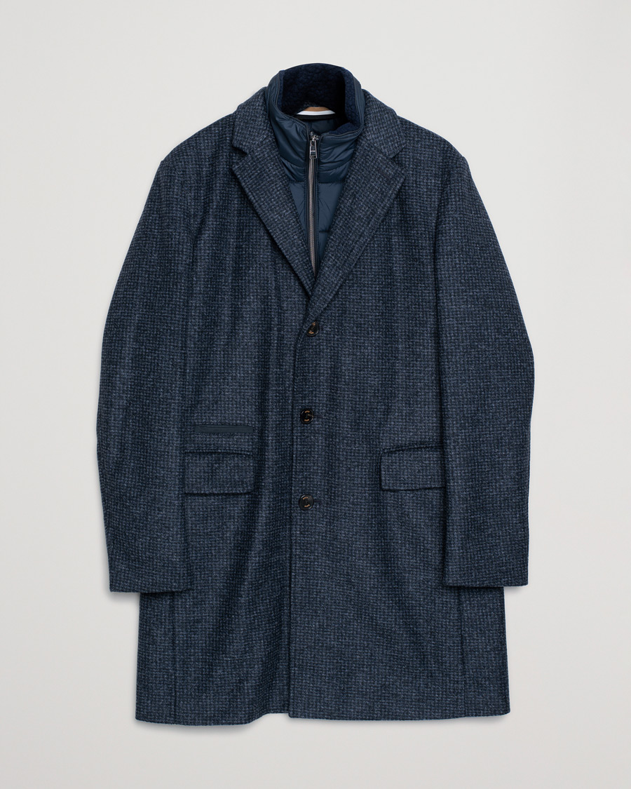 Men | Coats & Jackets | Pre-owned | BOSS Hyde Wool/Cashmere Stand Up Collar Coat Dark Blue