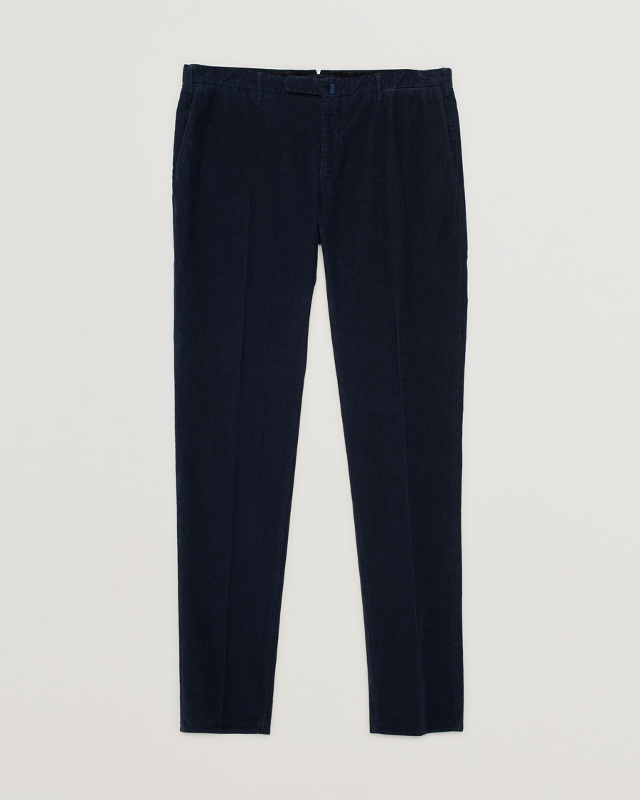 Men | Trousers | Pre-owned | Incotex Slim Fit Soft Corduroy Trousers Navy