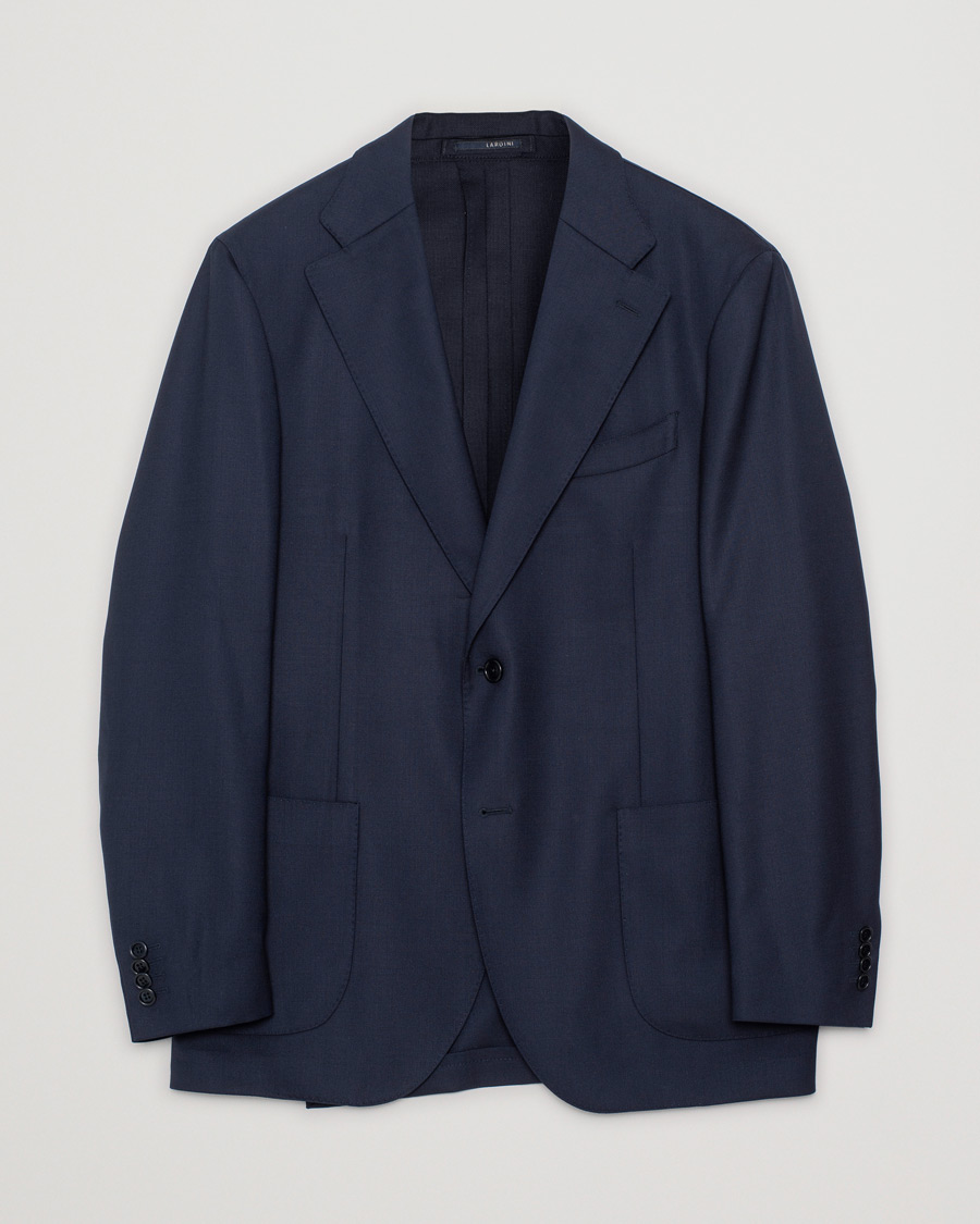 Men | Lardini Patch Pocket Wool Blazer Navy | Pre-owned | Lardini Patch Pocket Wool Blazer Navy