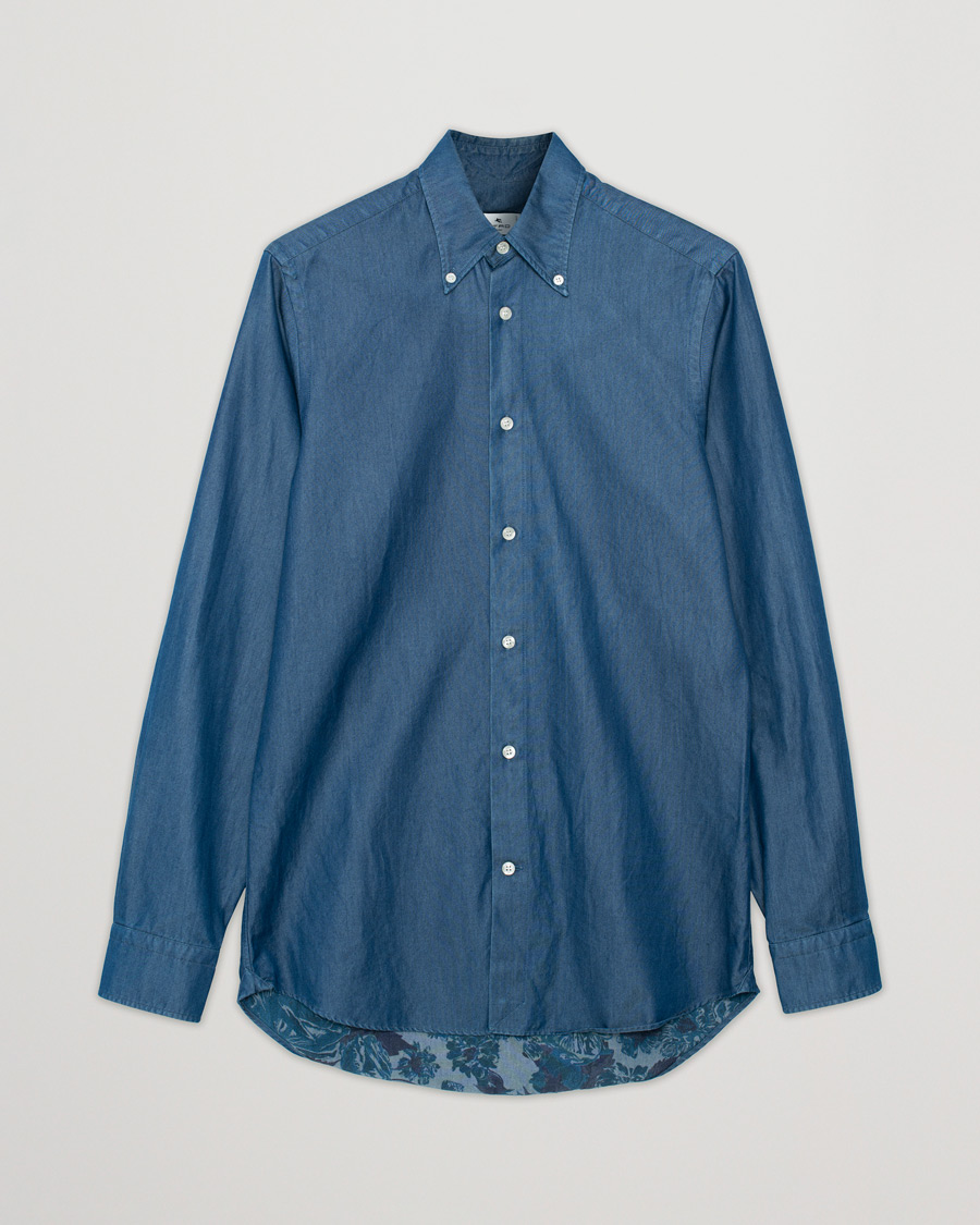 Men | Shirts | Pre-owned | Etro Printed Denim Shirt Light Indigo
