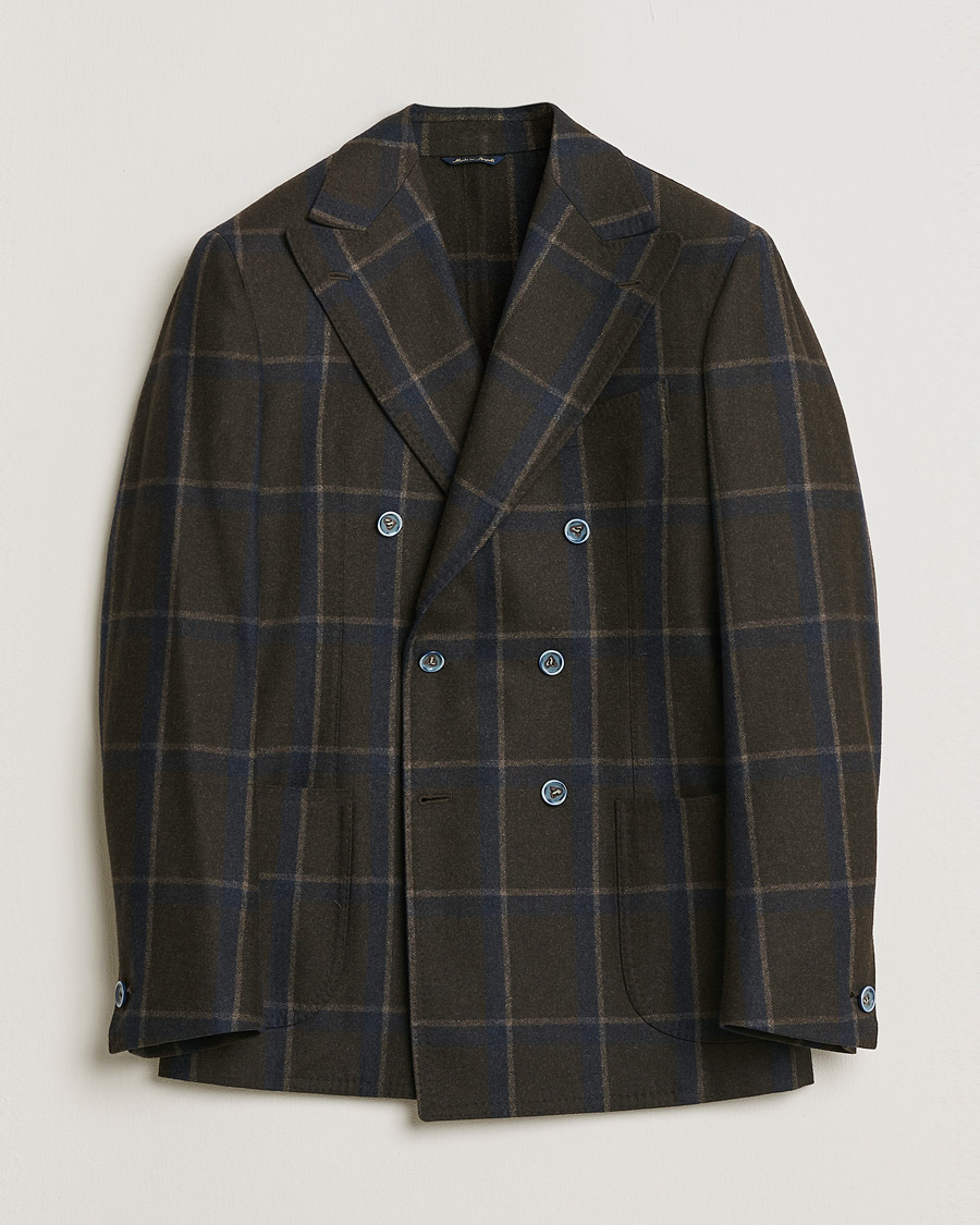 Men | Pre-owned Blazers | Pre-owned | Gabo Napoli Checked Double Breasted Blazer Brown 48