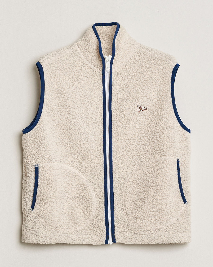 Men | Drake's Zip Through Fleece Vest Ecru S | Pre-owned | Drake's Zip Through Fleece Vest Ecru S