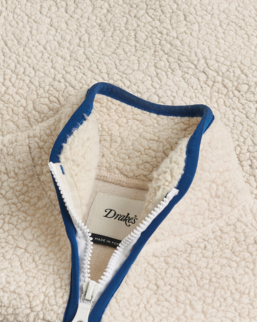 Men | Drake's Zip Through Fleece Vest Ecru S | Pre-owned | Drake's Zip Through Fleece Vest Ecru S