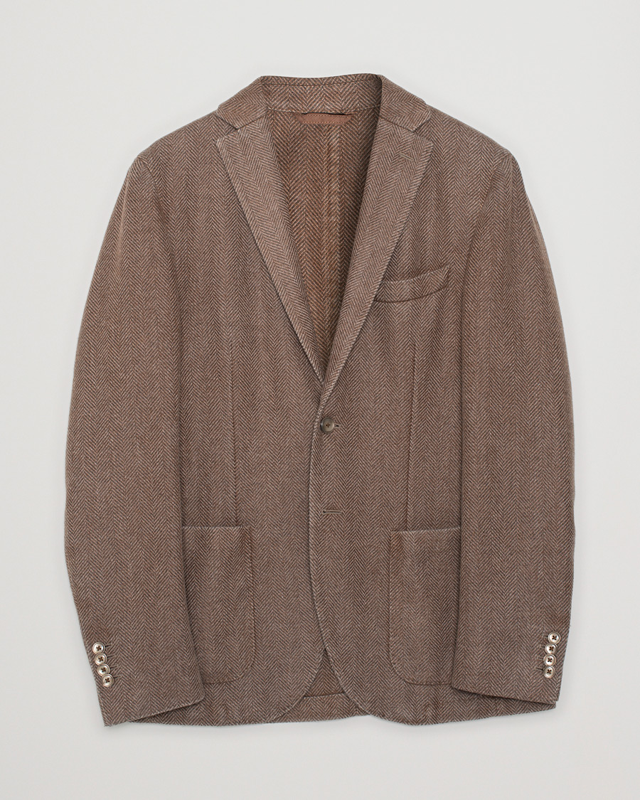 Men | Pre-owned Blazers | Pre-owned | L.B.M. 1911 Herringbone Wool Blazer Brown 50