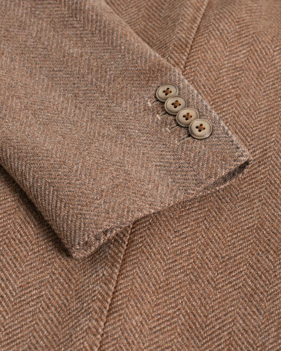 Men | Pre-owned Blazers | Pre-owned | L.B.M. 1911 Herringbone Wool Blazer Brown 50