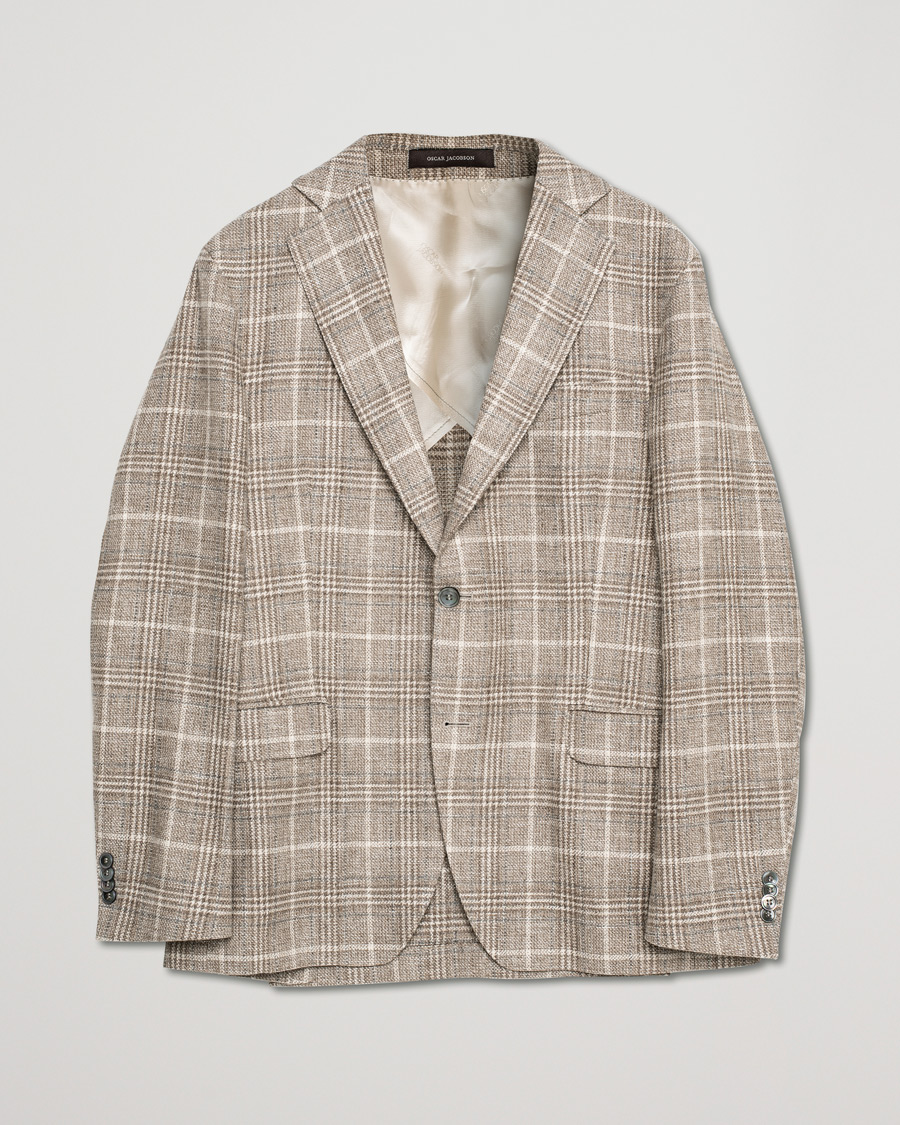 Men | Blazers | Pre-owned | Oscar Jacobson Ferry Soft Checked Wool Blazer Beige