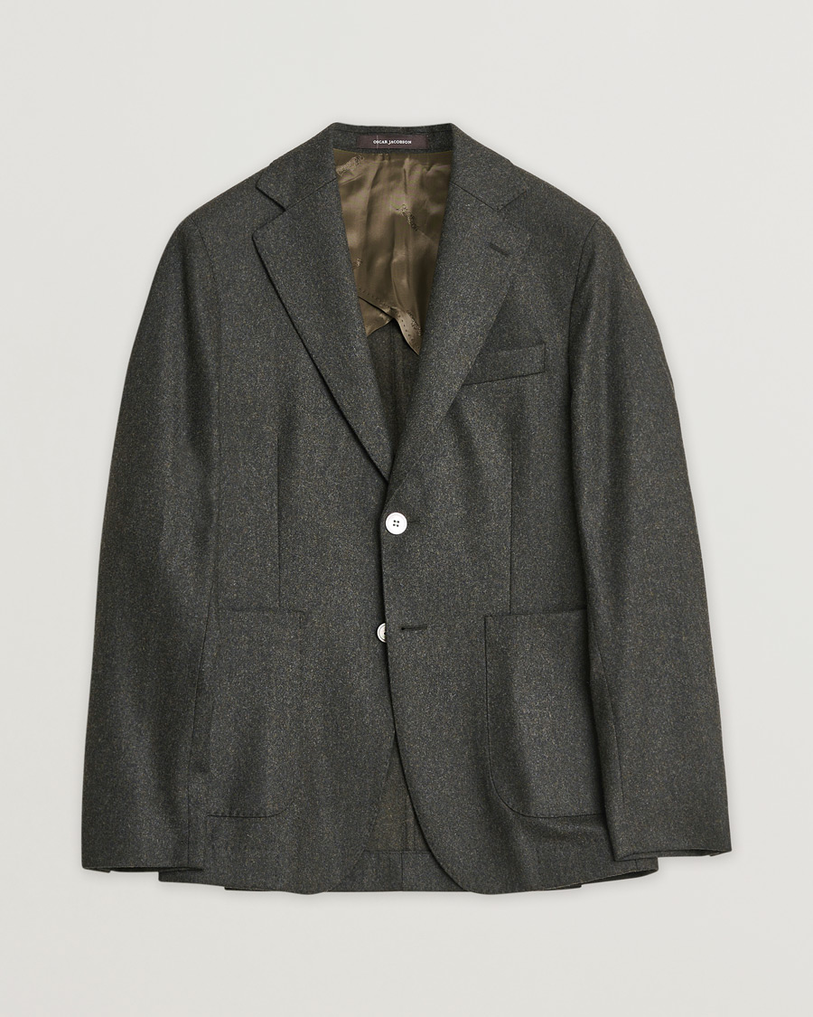 Men | Pre-owned Blazers | Pre-owned | Oscar Jacobson Edgar Wool Flannel Blazer Brown 44