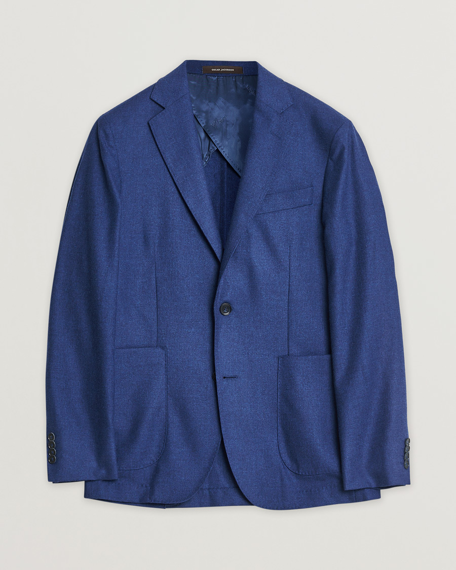 Men | Pre-owned Blazers | Pre-owned | Oscar Jacobson Einar Cashmere Flannel Blazer Blue 44