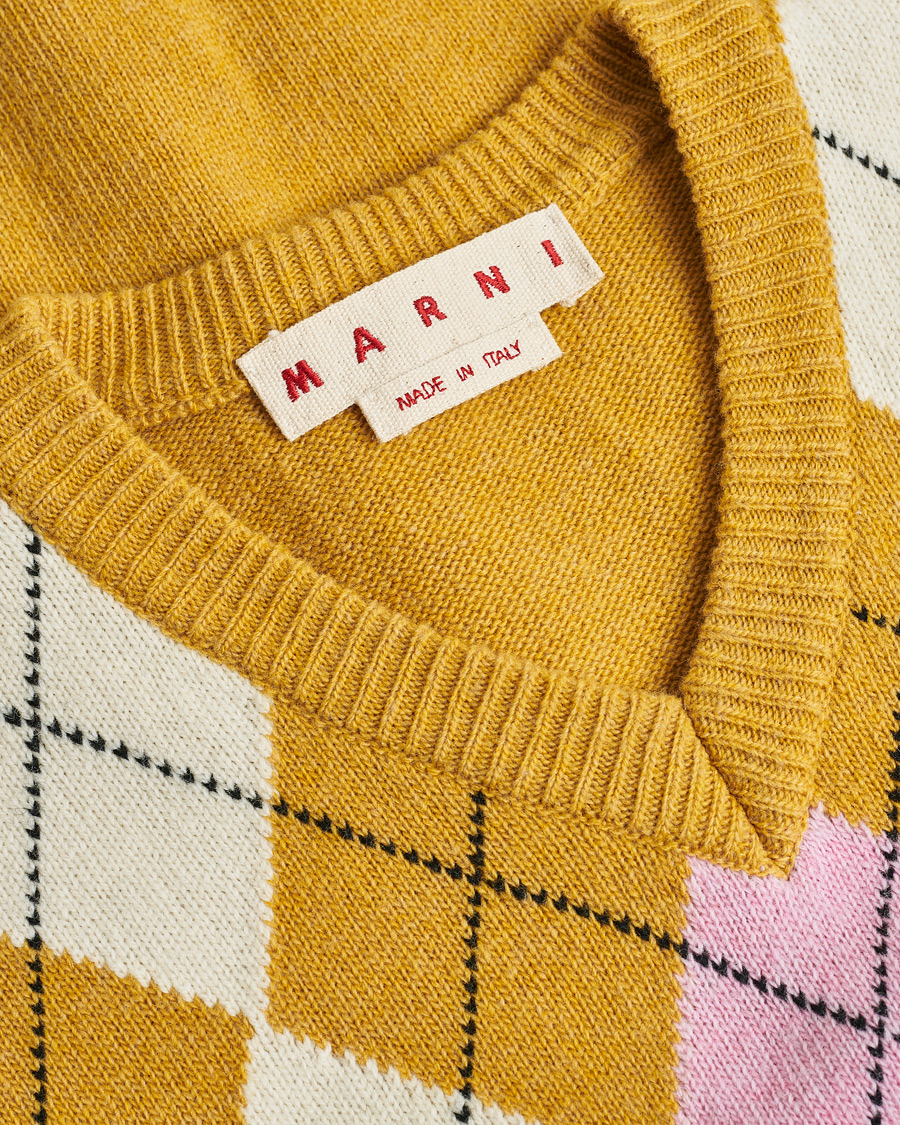 Men | Pre-owned Sweaters & Knitwear | Pre-owned | Marni Shetland Argyle Knit Vest White/Yellow 48ashmere Hoodie Beige S