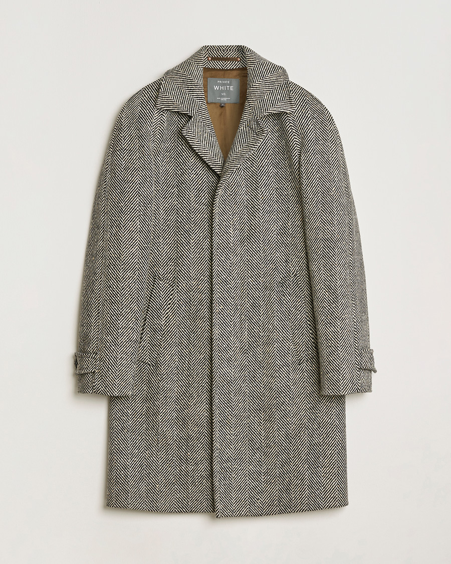 Men | Pre-owned Coats & Jackets | Pre-owned | Private White V.C. Raglan Wool Coat Black & Cream 2 - XS