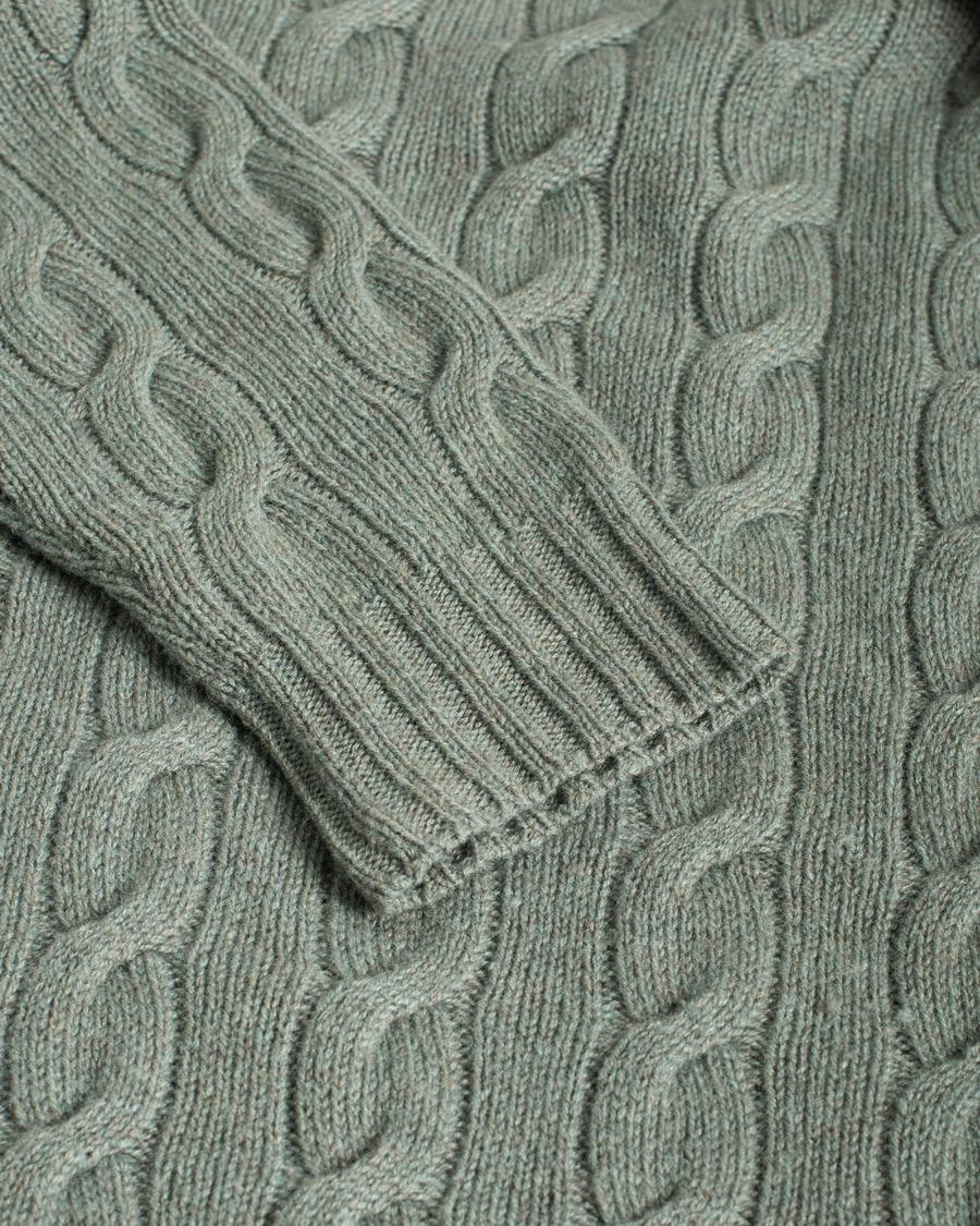 Men | Sweaters & Knitwear | Pre-owned | Ralph Lauren Purple Label Cashmere Cable Crew Neck Sweater Sea Spray