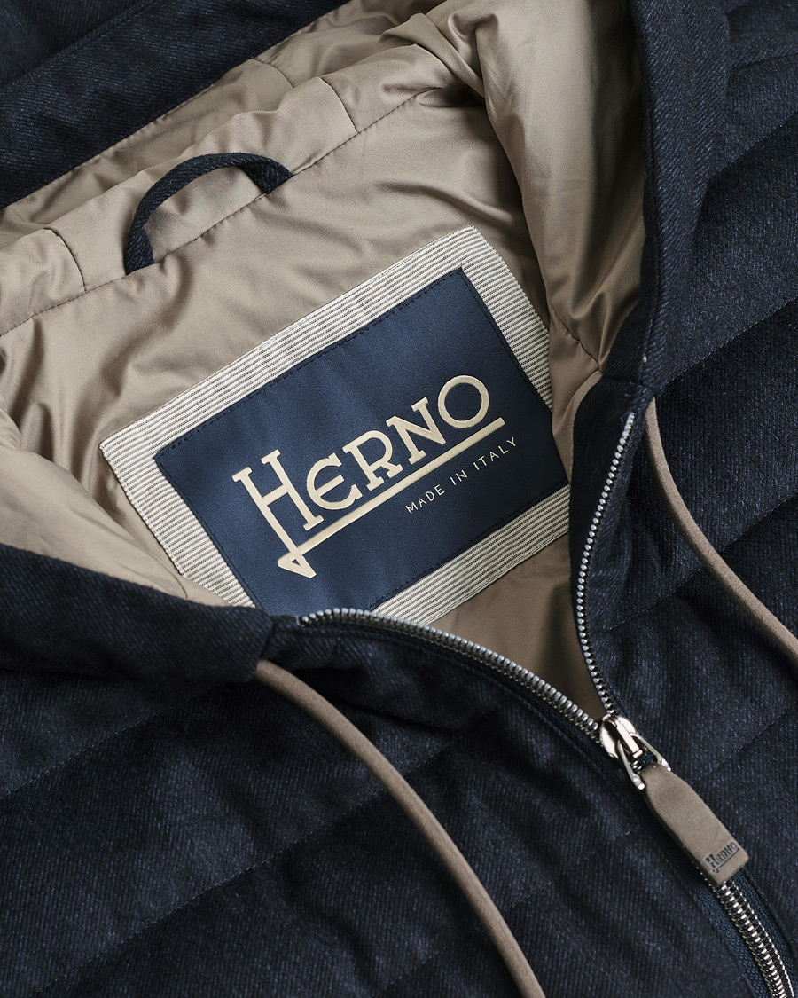 Men | Pre-owned Coats & Jackets | Pre-owned | Herno Hooded Flannel Cashmere & Silk Vest Navy 52