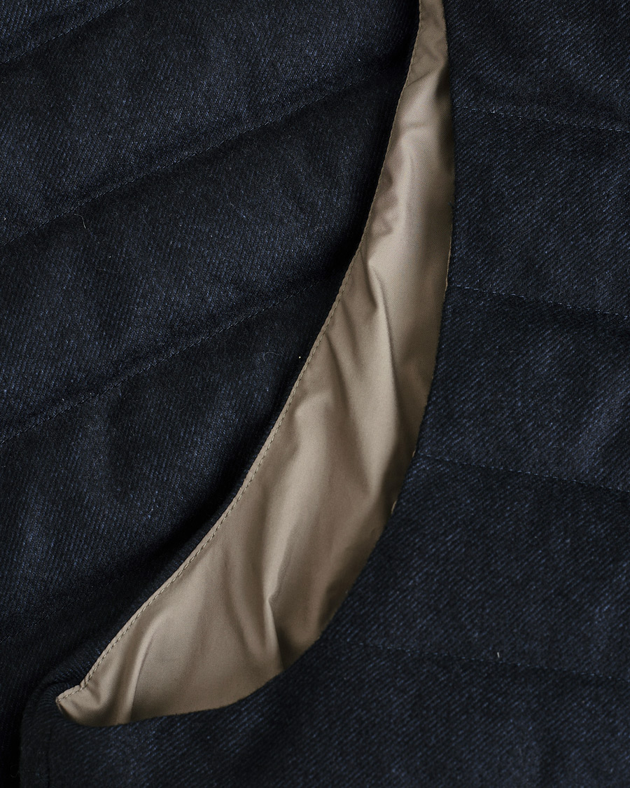 Men | Pre-owned Coats & Jackets | Pre-owned | Herno Hooded Flannel Cashmere & Silk Vest Navy 52