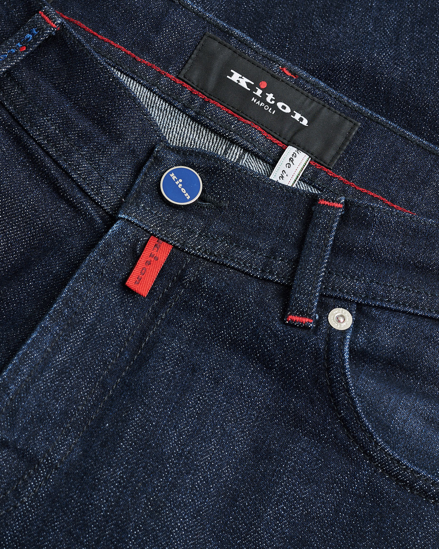 Men | Pre-owned Jeans | Pre-owned | Kiton Slim Fit Stretch Jeans Dark Blue Wash W32