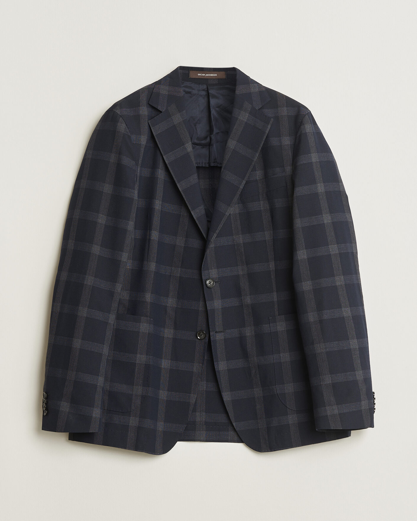 Men | Pre-owned Blazers | Pre-owned | Oscar Jacobson Epic Checked Wool Blazer Blue 52