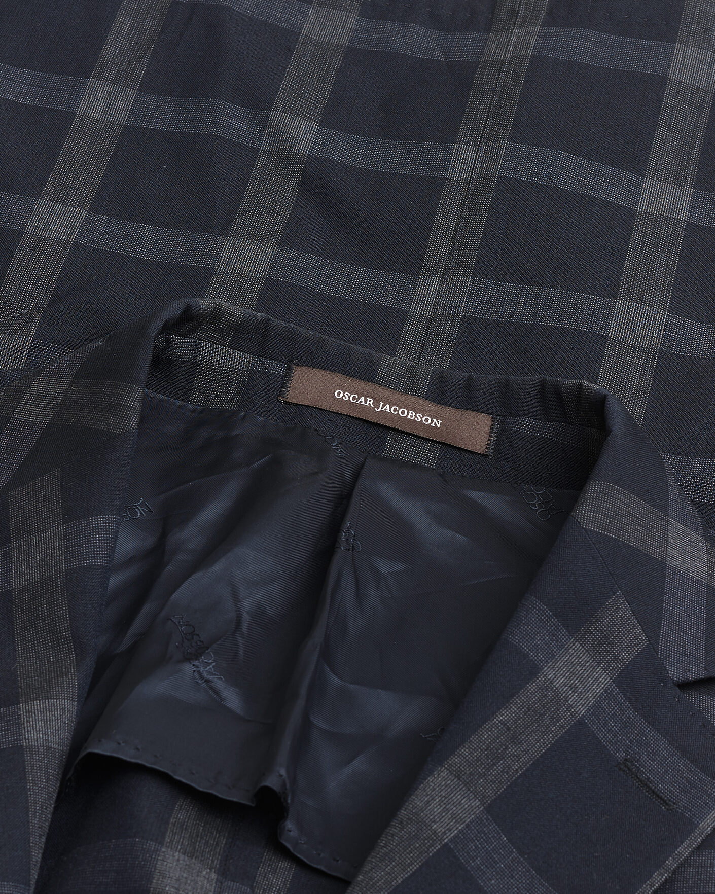 Men | Pre-owned Blazers | Pre-owned | Oscar Jacobson Epic Checked Wool Blazer Blue 52