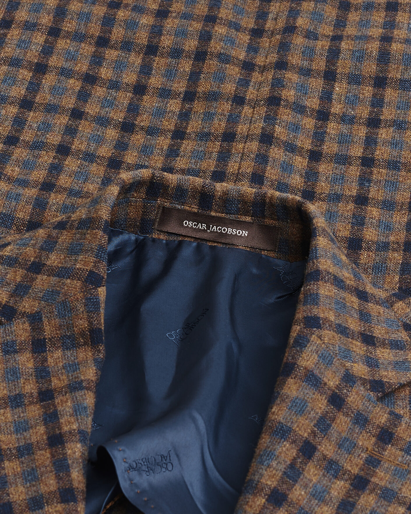 Men | Pre-owned Blazers | Pre-owned | Oscar Jacobson Egel Checked Wool Blazer Brown 50