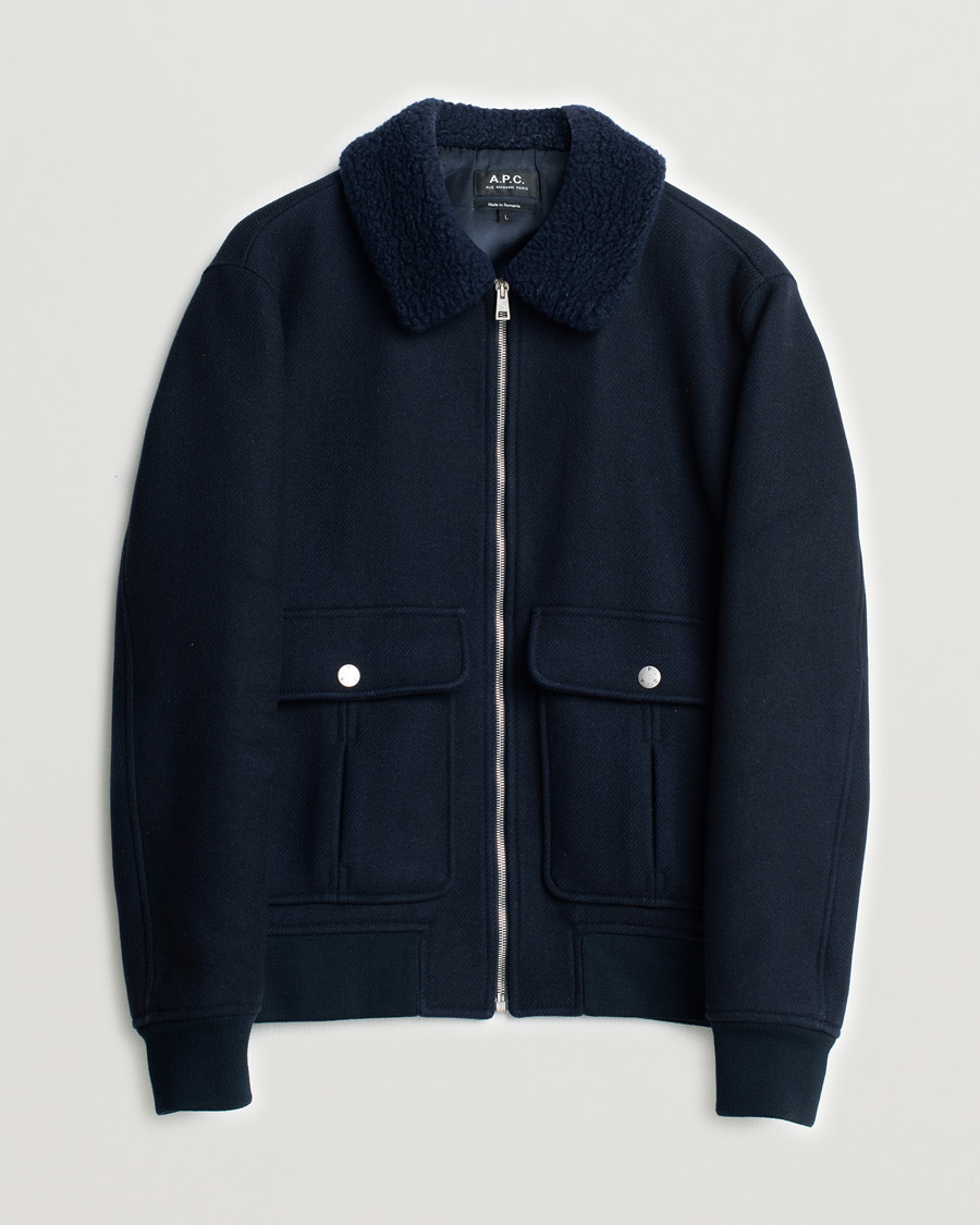 Men | Coats & Jackets | Pre-owned | A.P.C. Ben Shearling Bomber Jacket Dark Navy