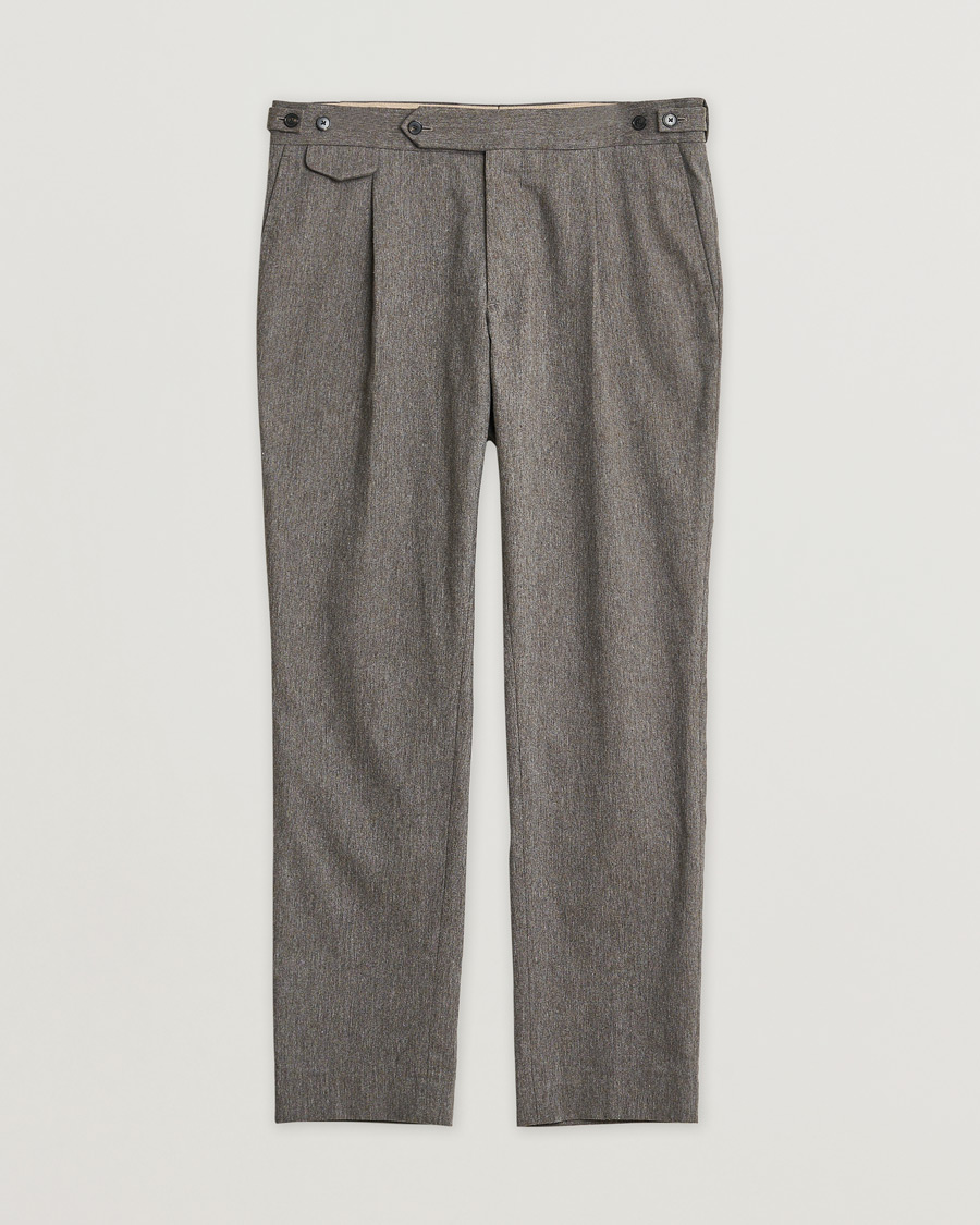 Men | Lardini Wool Pleated Trousers Taupe 52 | Pre-owned | Lardini Wool Pleated Trousers Taupe 52