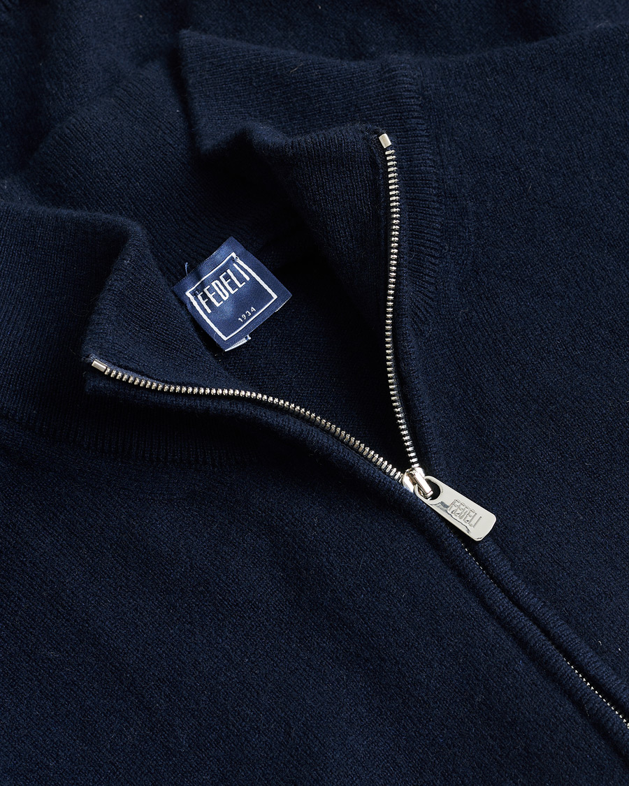 Men | Fedeli Cashmere Full Zip Navy 48 | Pre-owned | Fedeli Cashmere Full Zip Navy 48