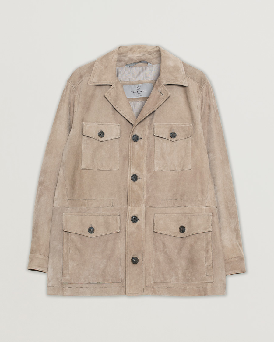 Men | Coats & Jackets | Pre-owned | Canali Suede Safari Jacket Beige 50