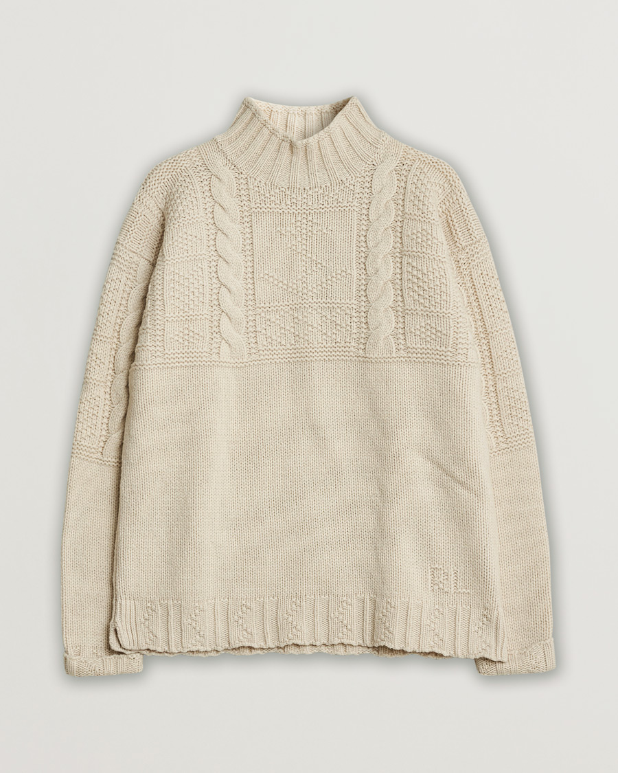 Men | Polo Ralph Lauren Wool Knitted Aran Rollneck Cream | Pre-owned | Polo Ralph Lauren Wool Knitted Aran Rollneck Cream