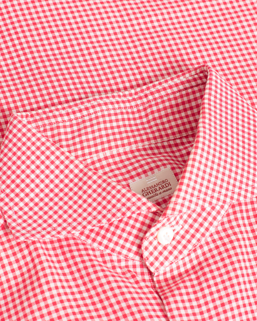 Men | Shirts | Pre-owned | Alessandro Gherardi Slim Checked Dress Shirt Red 39 - M