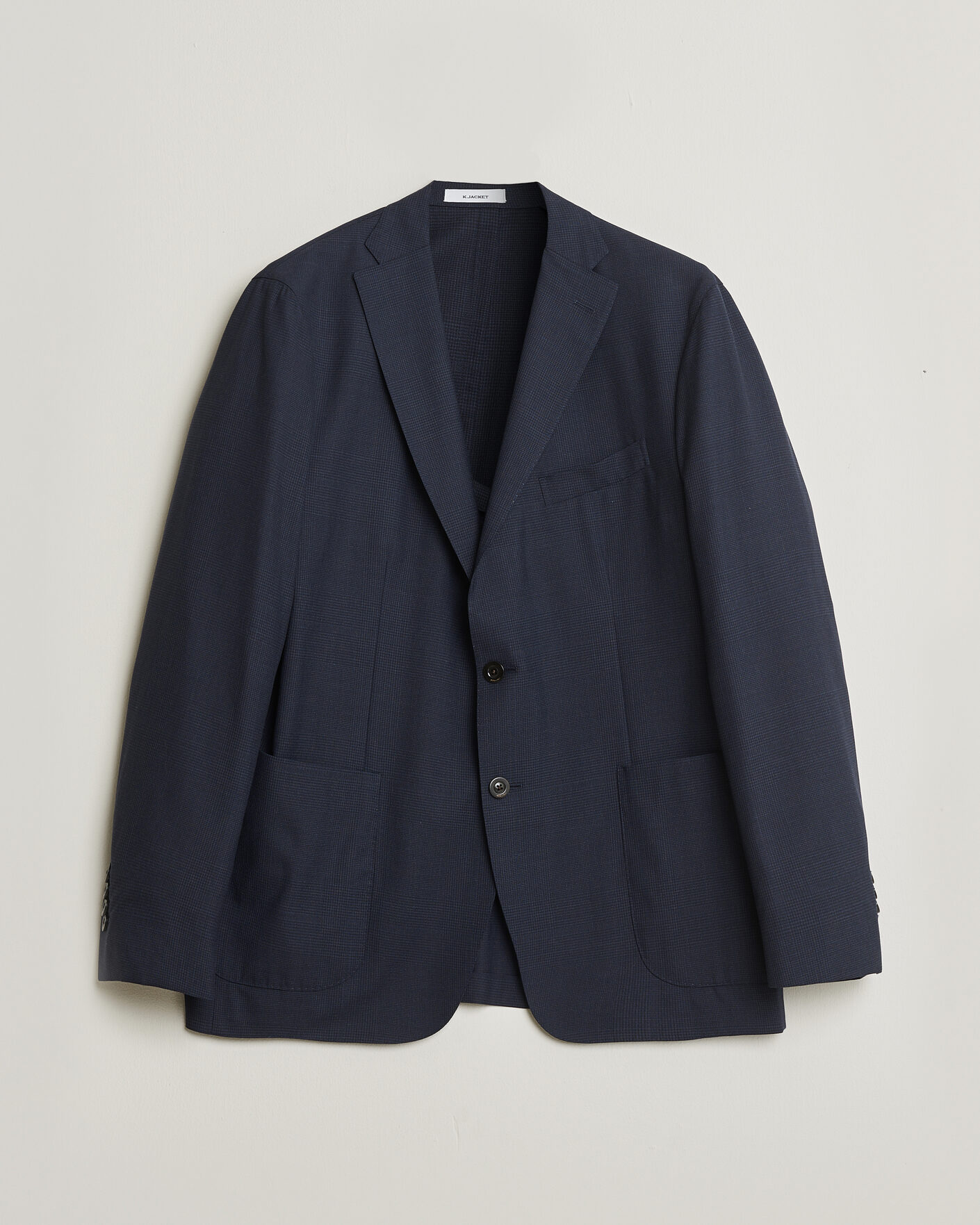 Boglioli K Jacket Check Wool & Silk Blazer Navy 54 at CareOfCarl.com