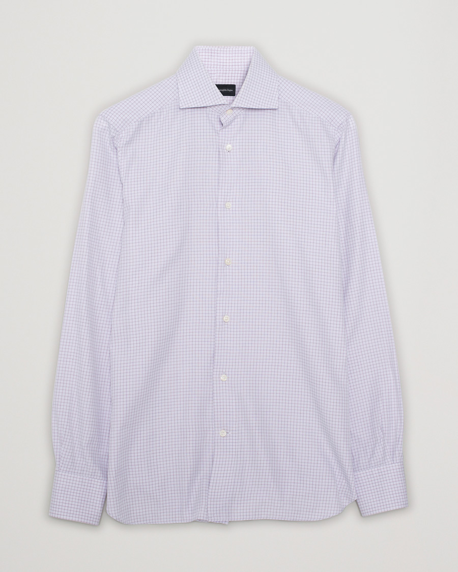 Men | Shirts | Pre-owned | Ermenegildo Zegna Slim Fit Checked Dress Shirt Purple M