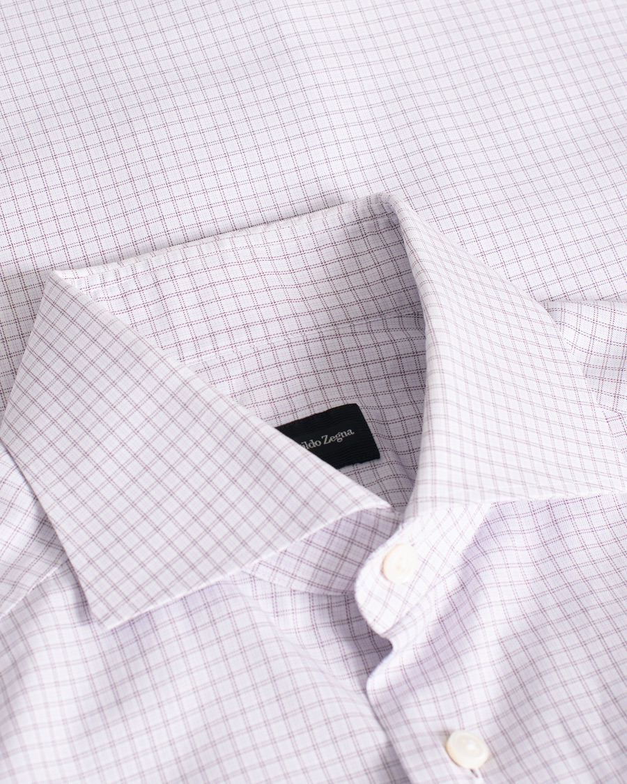 Men | Shirts | Pre-owned | Ermenegildo Zegna Slim Fit Checked Dress Shirt Purple M