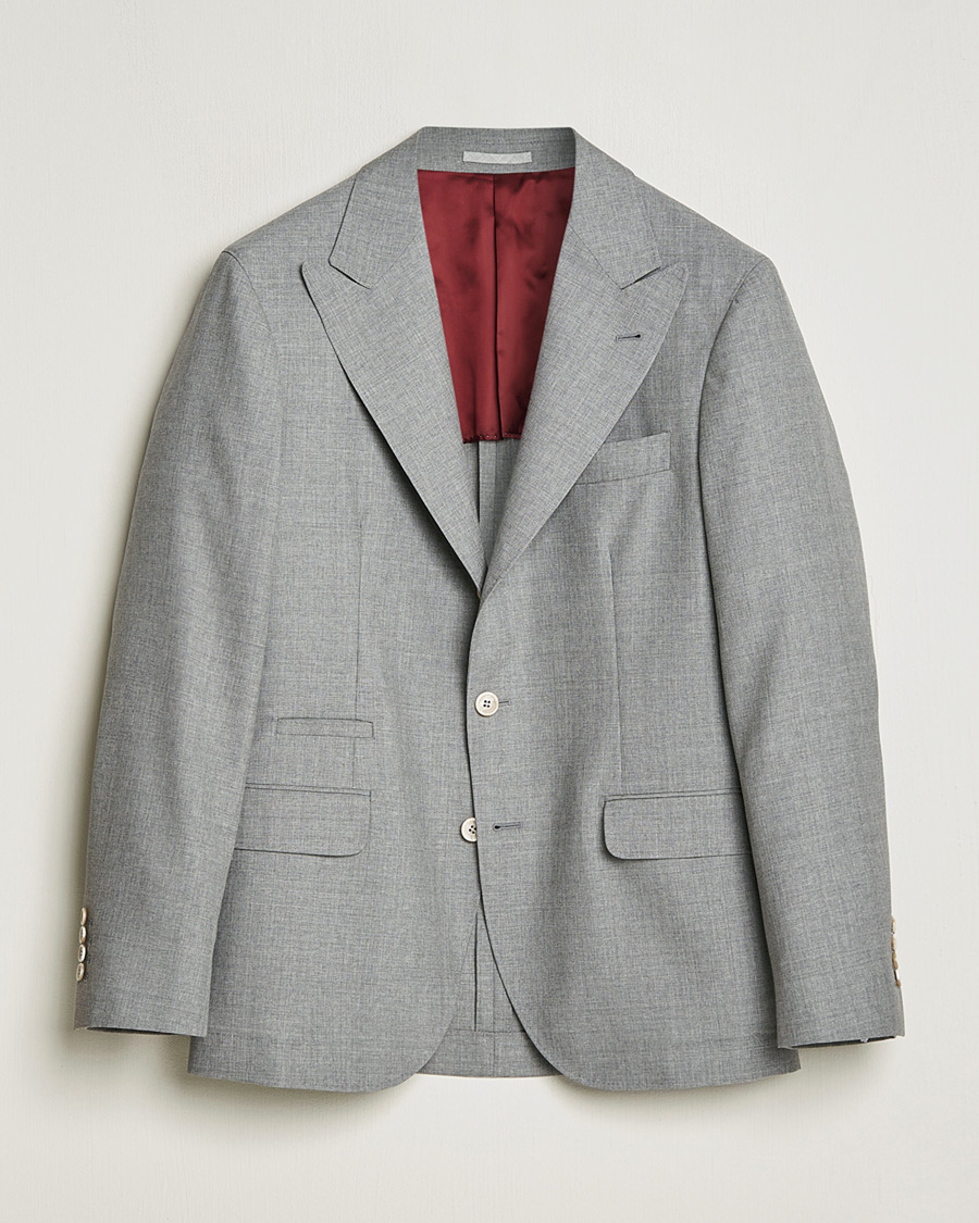 Men | Pre-owned Blazers | Pre-owned | Brunello Cucinelli Peak Lapel Wool Blazer Light Grey