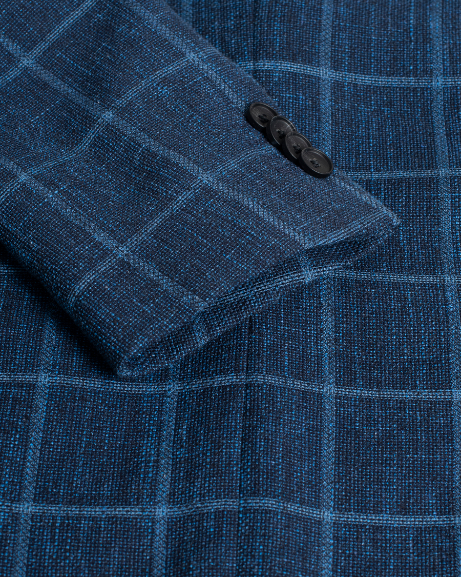 Men | Blazers | Pre-owned | Hugo Boss Nobis Checked Blazer Dark Blue 46