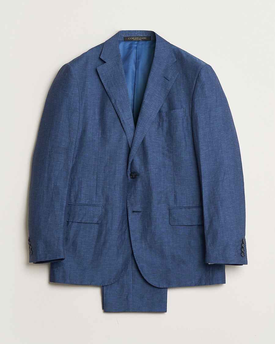 Men | Pre-owned Suits | Pre-owned | Corneliani Linen/Wool Blend Suit Blue 52