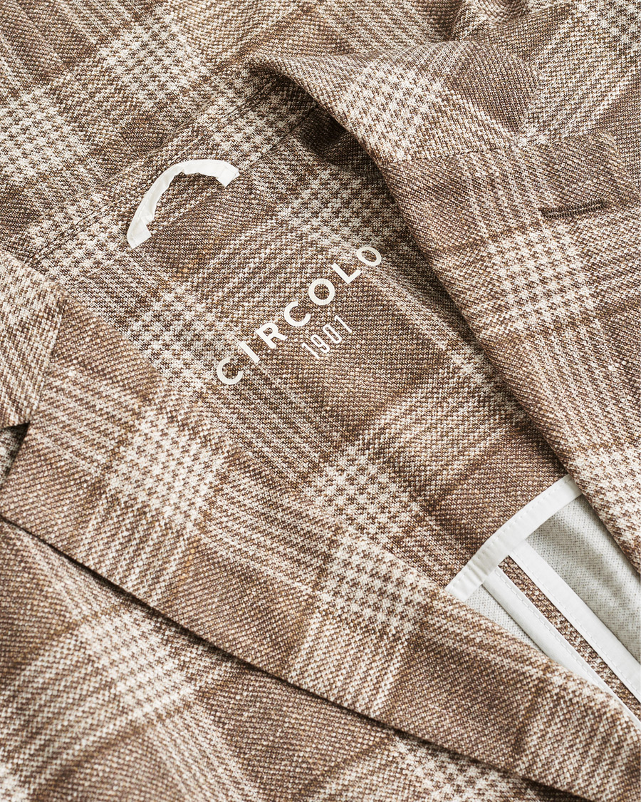 Men | Circolo Checked Jersey Blazer Beige 54 | Pre-owned | Circolo Checked Jersey Blazer Beige 54