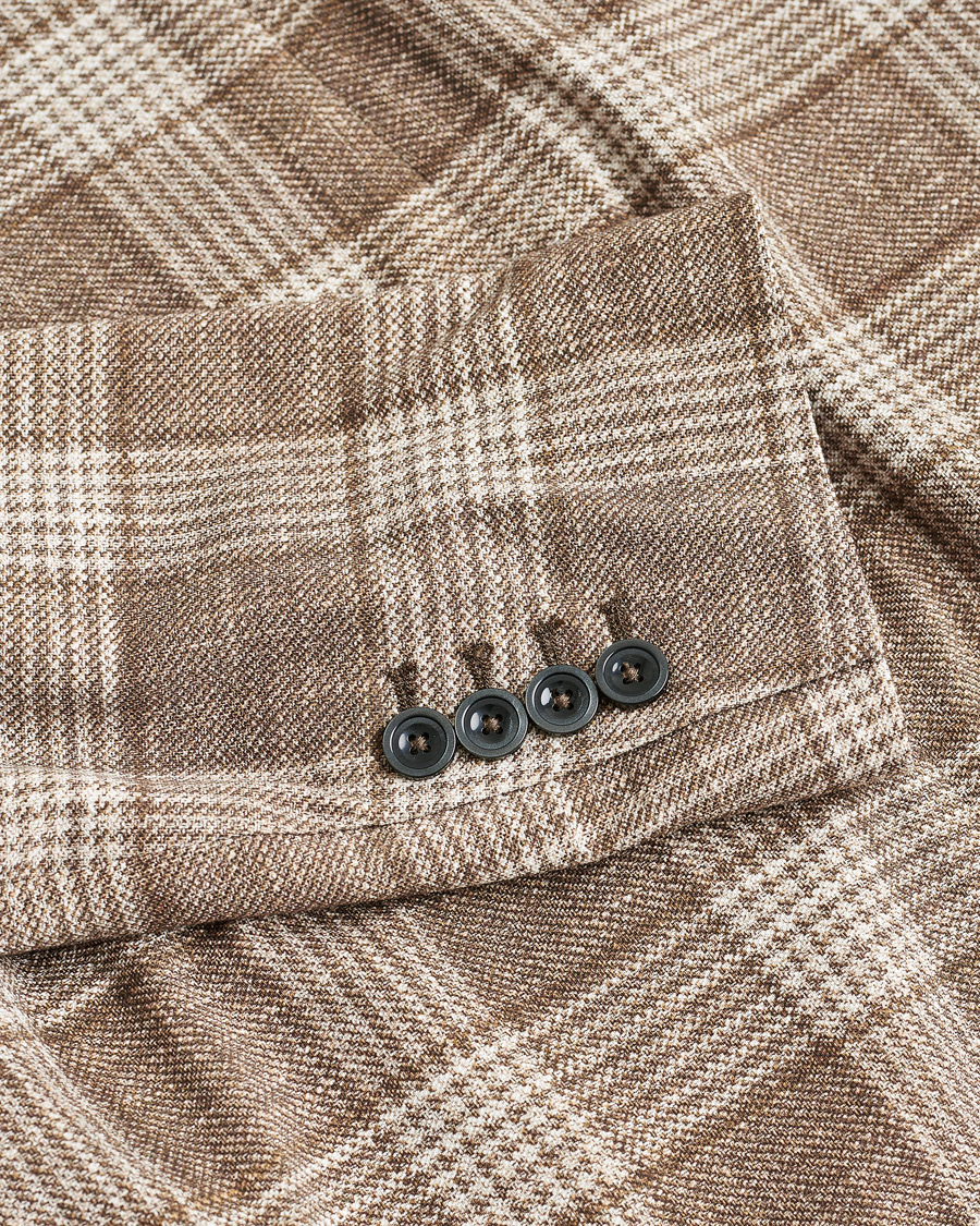 Men | Circolo Checked Jersey Blazer Beige 54 | Pre-owned | Circolo Checked Jersey Blazer Beige 54