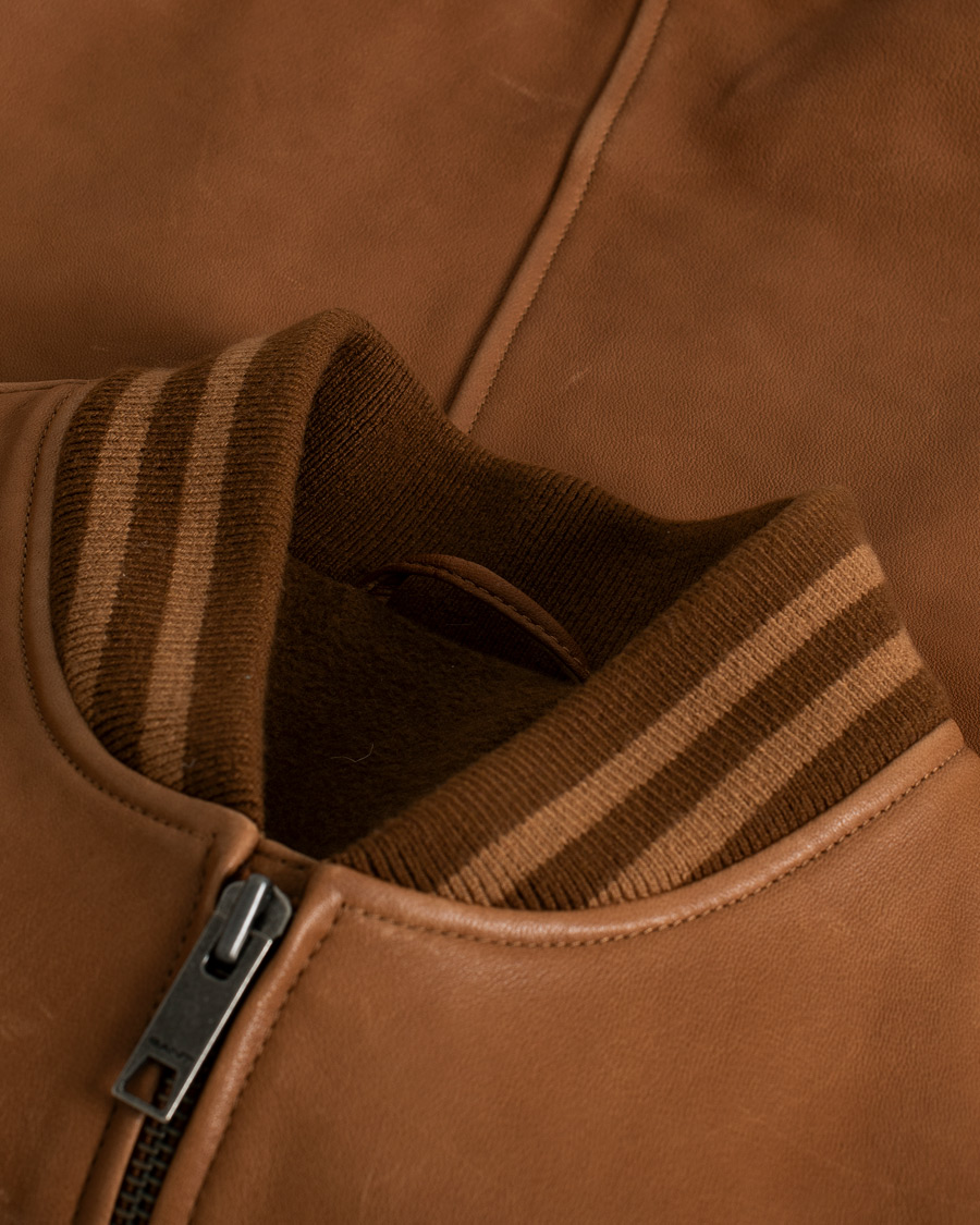 Men | Pre-owned Coats & Jackets | Pre-owned | GANT Leather Varsity Jacket Brown Sugar